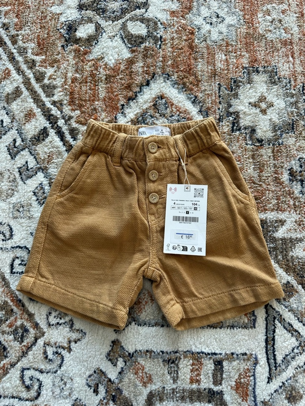 ZARA Kids Button-Front Shorts in Tan Size 4 years NWT